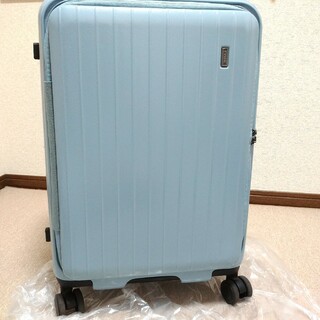 スーツケース 水色 4～5泊用 フロントオープン 可愛い(スーツケース/キャリーバッグ)