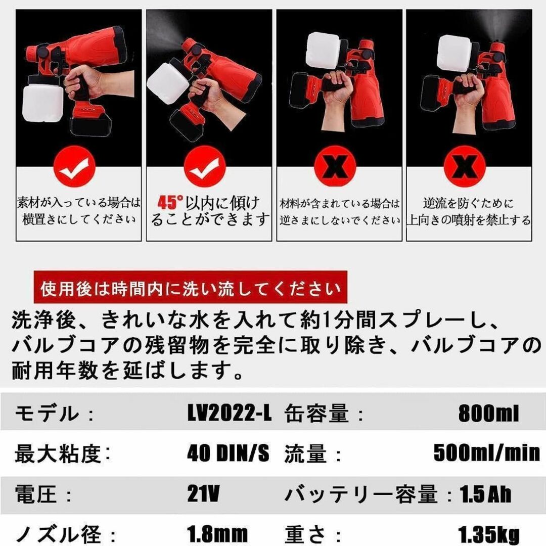 コードレススプレーガン 電動スプレーガン ペンキ屋 家庭用塗装  1500mAh インテリア/住まい/日用品のインテリア/住まい/日用品 その他(その他)の商品写真