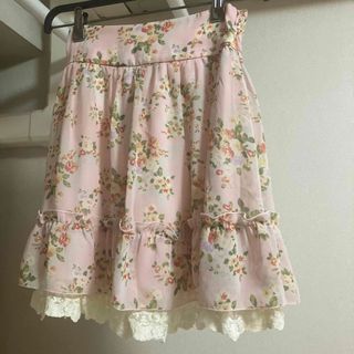セシルマクビー(CECIL McBEE)のピンクの花柄スカート(ひざ丈スカート)