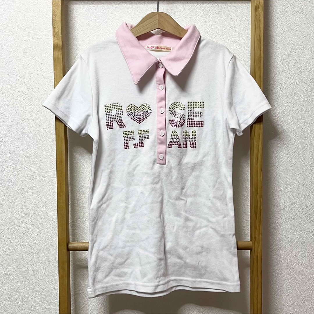 ROSE FANFAN(ローズファンファン)の◼︎ROSE FANFAN 襟付き半袖カットソー Mサイズ 中古 トップス 夏物 レディースのトップス(カットソー(半袖/袖なし))の商品写真