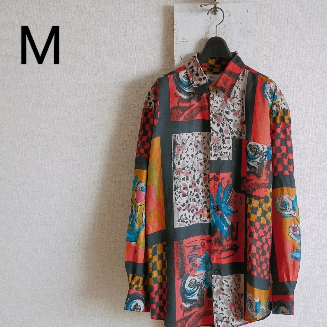 GOOUCH グーチ デッドストック 柄シャツ レッド 赤 リネンシャツ Mの ...