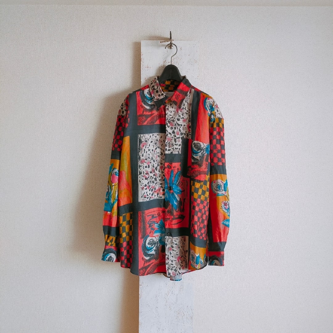 GOOUCH グーチ デッドストック 柄シャツ レッド 赤 リネンシャツ Mの ...