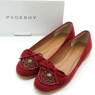 ページボーイ(PAGEBOY)のページボーイ パンプス リボン ラウンドトゥ スリッポン フラットシューズ ブランド 靴 レディース Lサイズ レッド PAGEBOY(ハイヒール/パンプス)