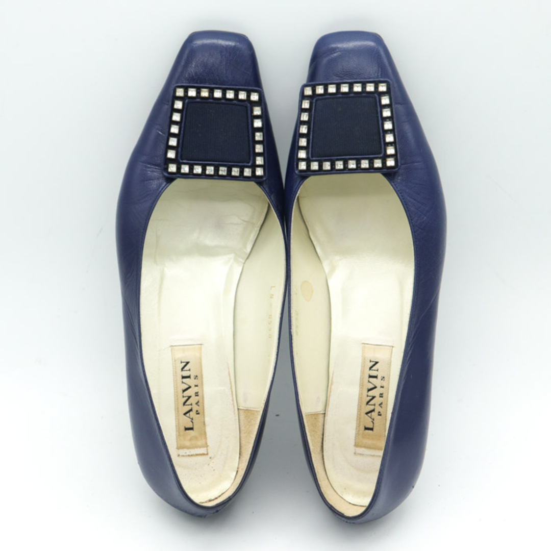 LANVIN(ランバン)のランバン パンプス モチーフ スクエアトゥ ローヒール 日本製 ブランド シューズ 靴 レディース 5.5サイズ ブルー LANVIN レディースの靴/シューズ(ハイヒール/パンプス)の商品写真