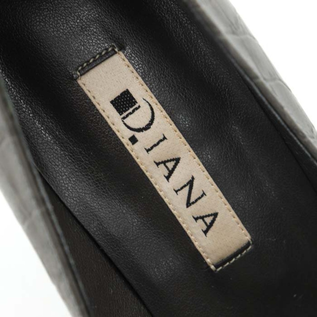 ダイアナ パンプス クロコ柄 ポインテッドトゥ ハイヒール 日本製 ブランド シューズ 靴 レディース 21.5cmサイズ グレー DIANA