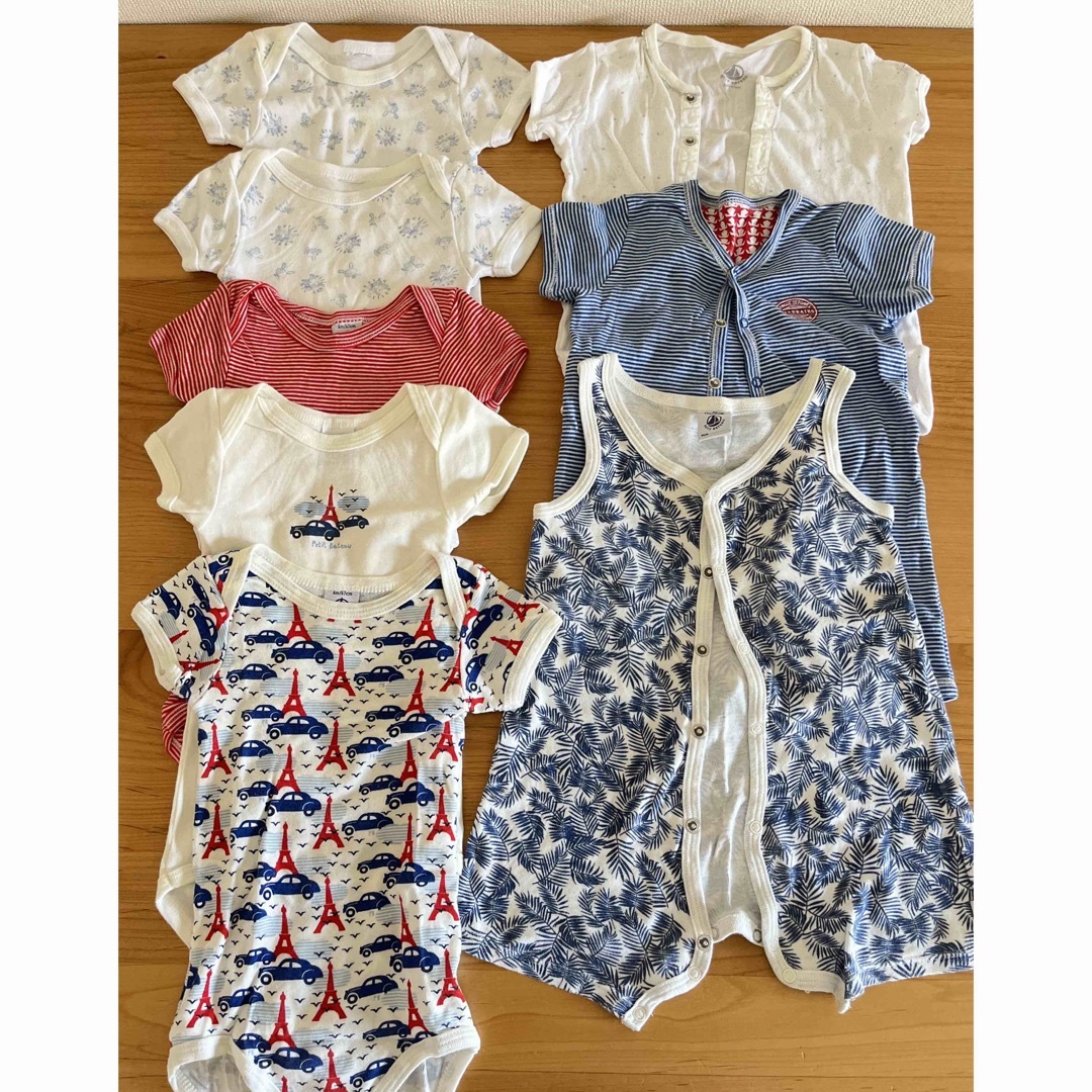 PETIT BATEAU(プチバトー)のプチバトー ロンパース 8枚セット キッズ/ベビー/マタニティのベビー服(~85cm)(ロンパース)の商品写真