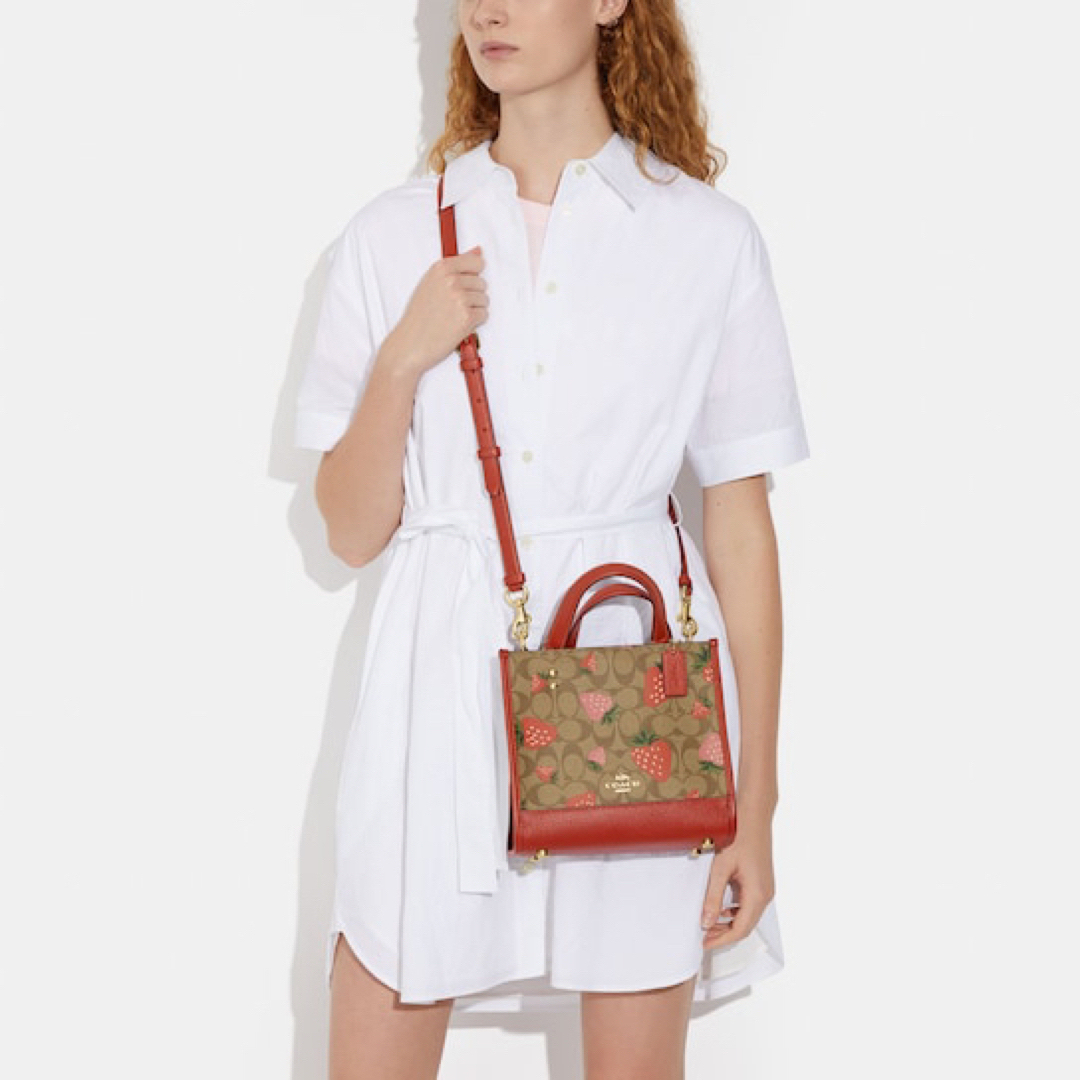 新品・正規品】COACH コーチ デンプシートート 22 シグネチャー イチゴ