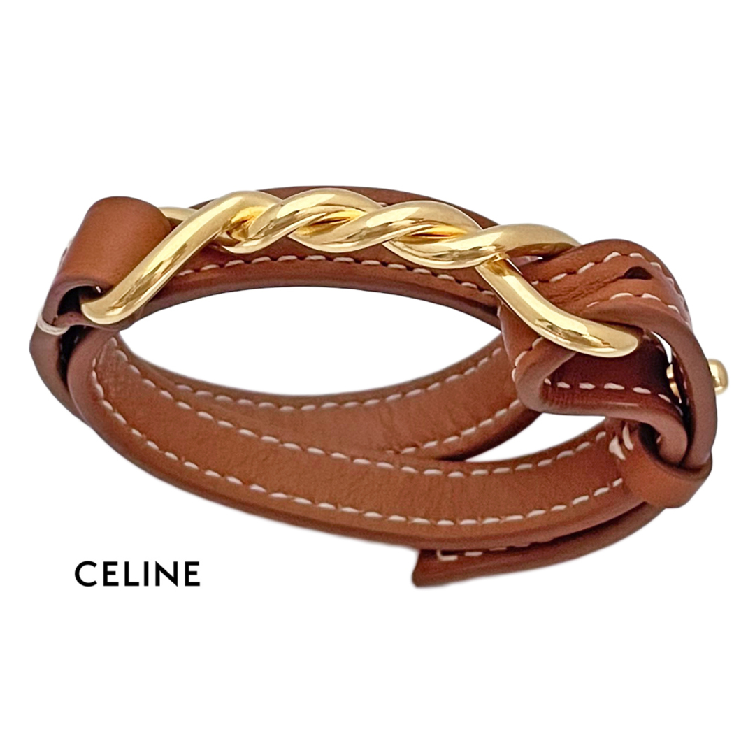 celine - 新品セリーヌCELINE2連 レザーブレスレット(バングル)茶 ...