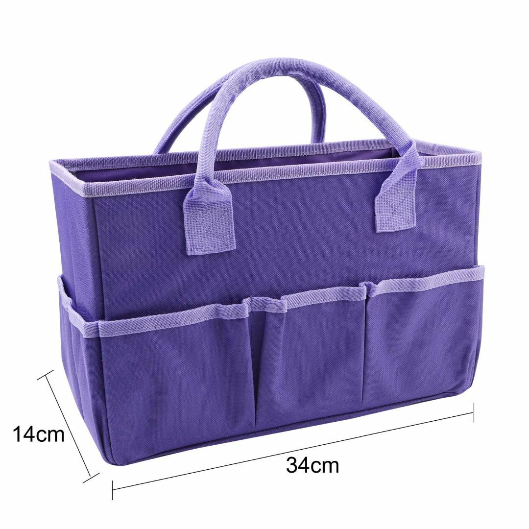 【色: パープル】ツールボックス 帆布 ツールバッグ 大容量 手提げ 工具バッグ 6