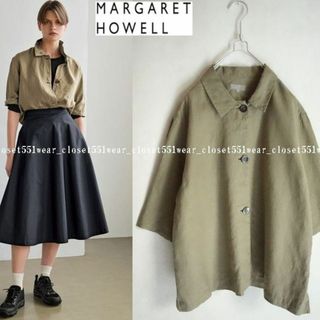 マーガレットハウエル(MARGARET HOWELL)の2022 美品マーガレットハウエル☆SHIRTING LINEN襟付きシャツ 2(シャツ/ブラウス(長袖/七分))