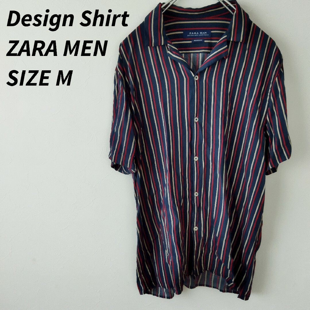 ZARA(ザラ)の美品 ZARA MEN　ザラメン　ポリシャツ　ストライプシャツ メンズのトップス(Tシャツ/カットソー(半袖/袖なし))の商品写真