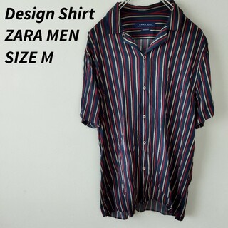 ザラ(ZARA)の美品 ZARA MEN　ザラメン　ポリシャツ　ストライプシャツ(Tシャツ/カットソー(半袖/袖なし))