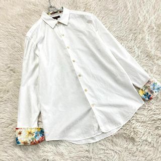 ポールスミスレコクション シャツ リネン100% Mサイズ 木目風ボタン