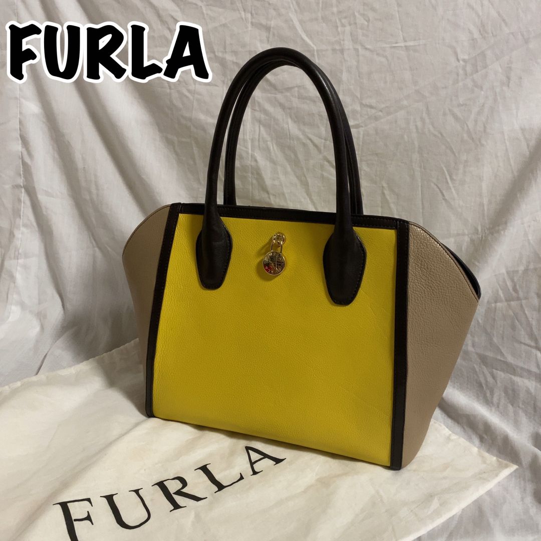 Furla(フルラ)の美品♪ FURLA オリンピア トートバッグ 2way イエロー 保存袋付 レディースのバッグ(トートバッグ)の商品写真