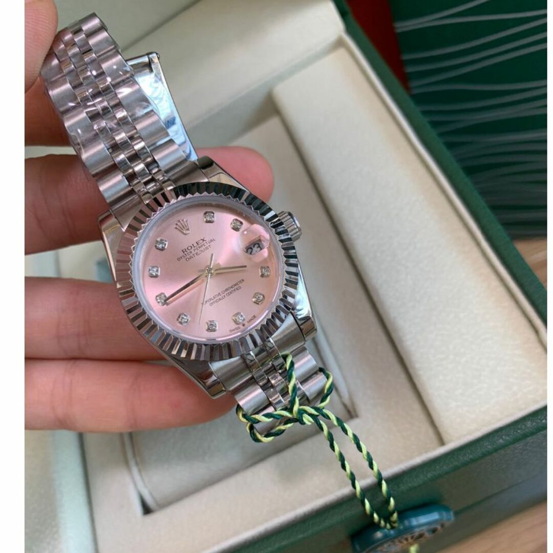 定番即納 ROLEX - 新品!ロレックス ピンク文字盤 シルバー レディース