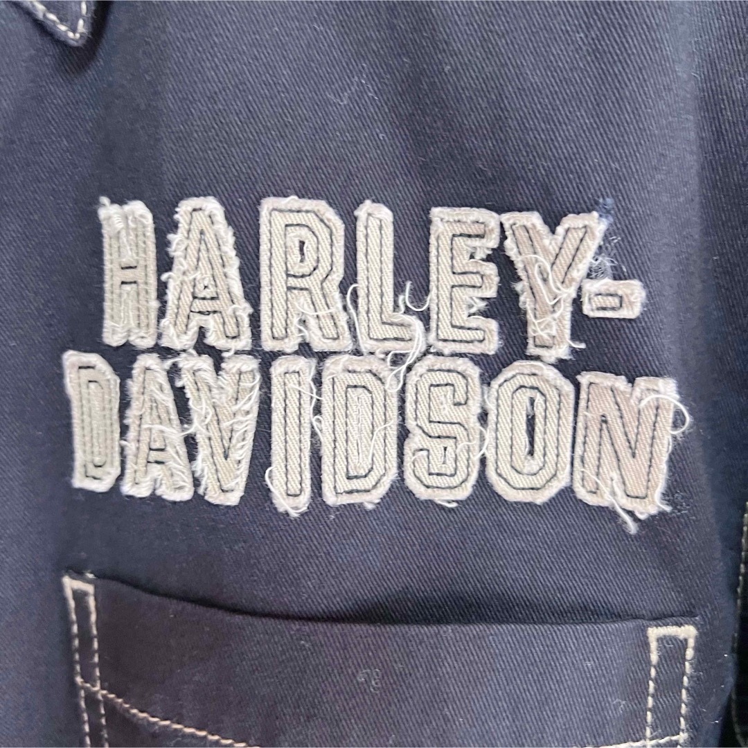 希少XL★HARLEY-DAVIDSON ハーレー 鷲刺繍 ロゴ刺繍 長袖シャツ