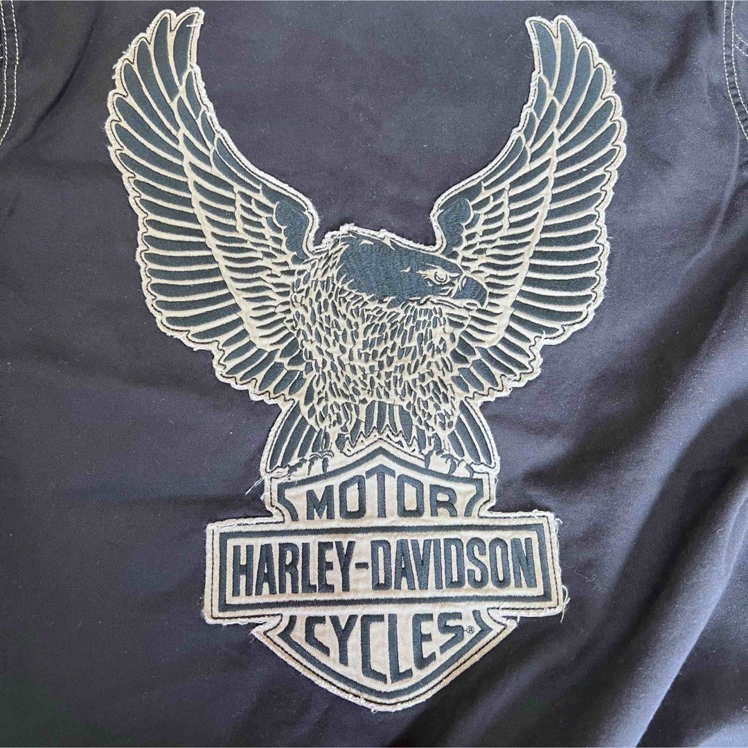 希少XL★HARLEY-DAVIDSON ハーレー 鷲刺繍 ロゴ刺繍 長袖シャツ