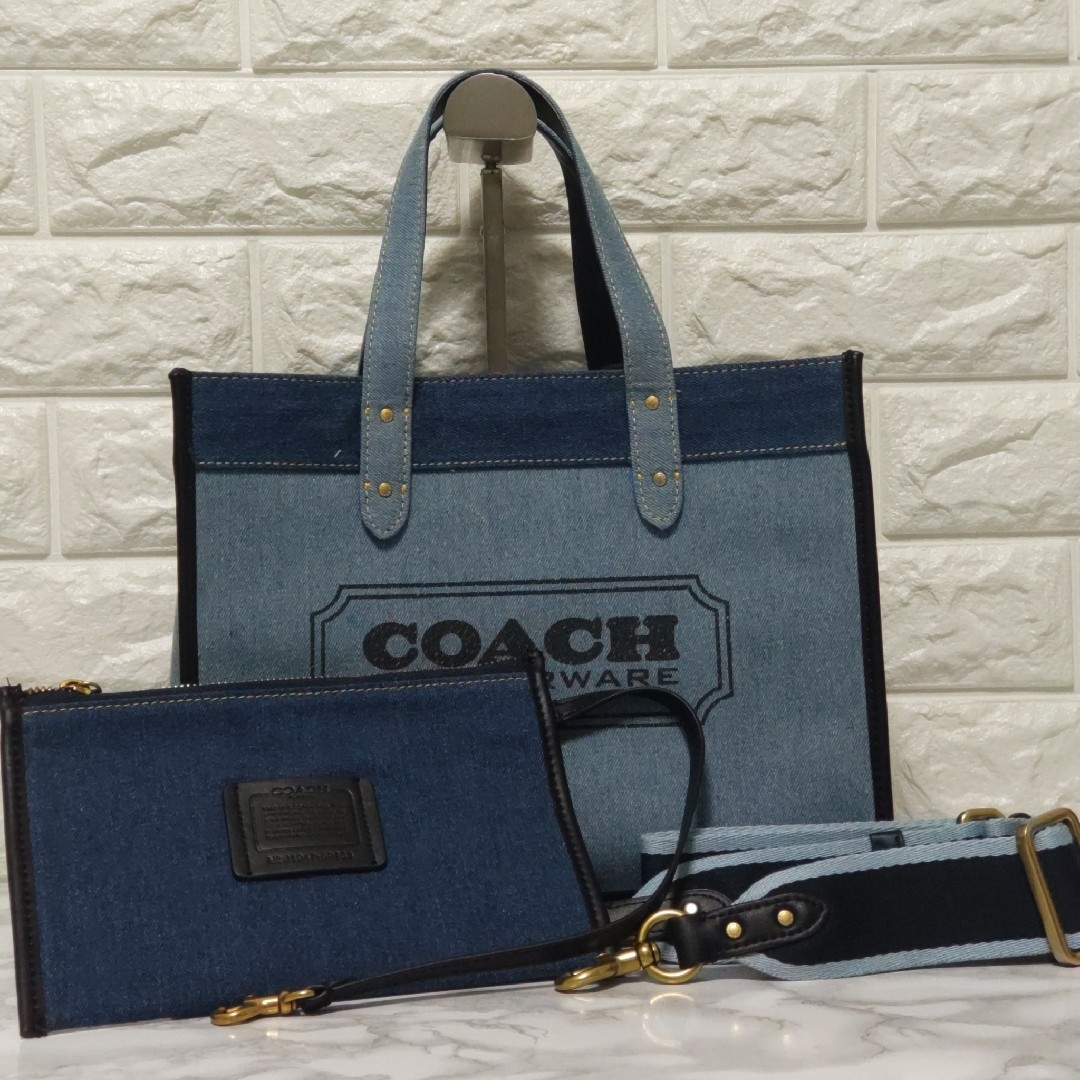 コーチ　COACH ブルー　デニム　ハンドバック　トートバッグ　ショルダー