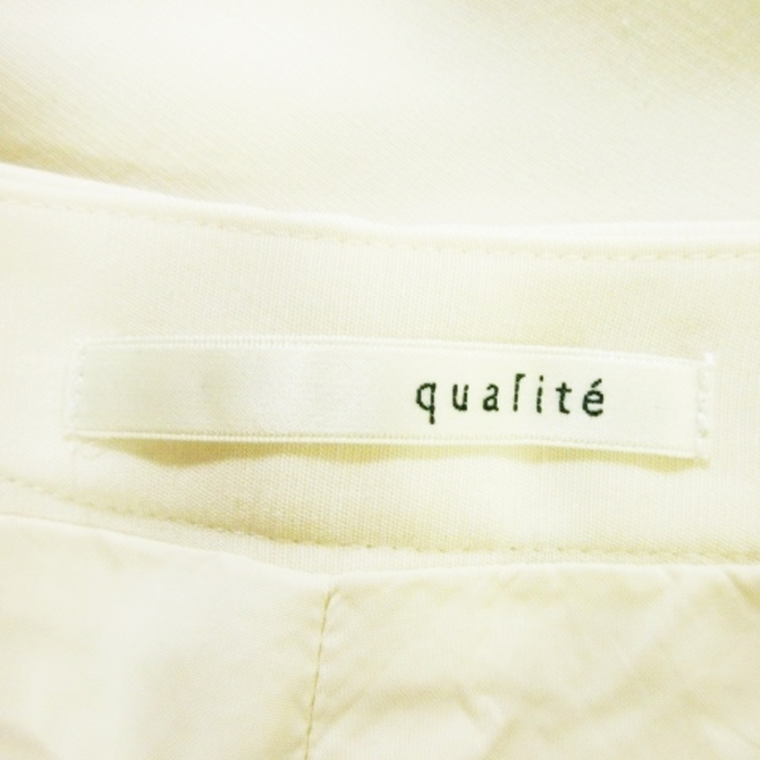 qualite(カリテ)のカリテ パンツ ワイド ガウチョ タック ハイウエスト 0 白 クリーム レディースのパンツ(その他)の商品写真