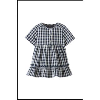 ザラキッズ(ZARA KIDS)のzara kids ギンガムチェック ワンピース　ネイビーブルー 92cm(ワンピース)