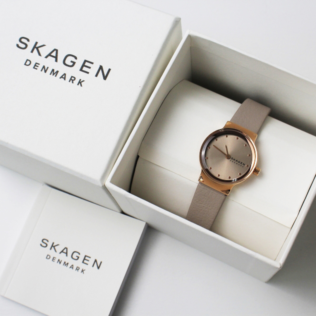 美品 SKAGEN スカーゲン FREJA フレヤ SKW3005 腕時計 /ライトベージュ-.【2400013367592】