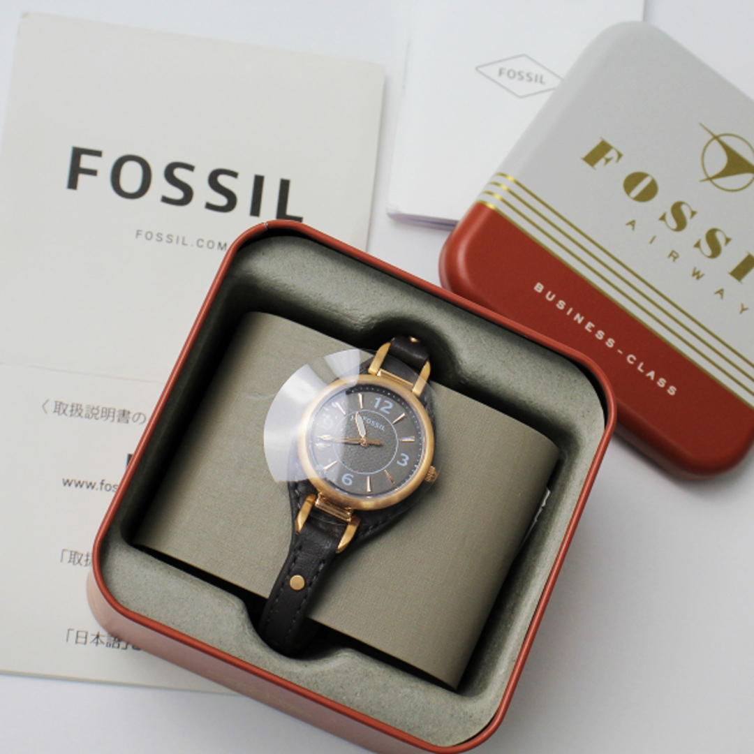 ファッション小物未使用 保管品 FOSSIL フォッシル CARLIE カーリー ES5212 三針 腕時計 /ダークブラウン レザーウォッチ【2400013367608】