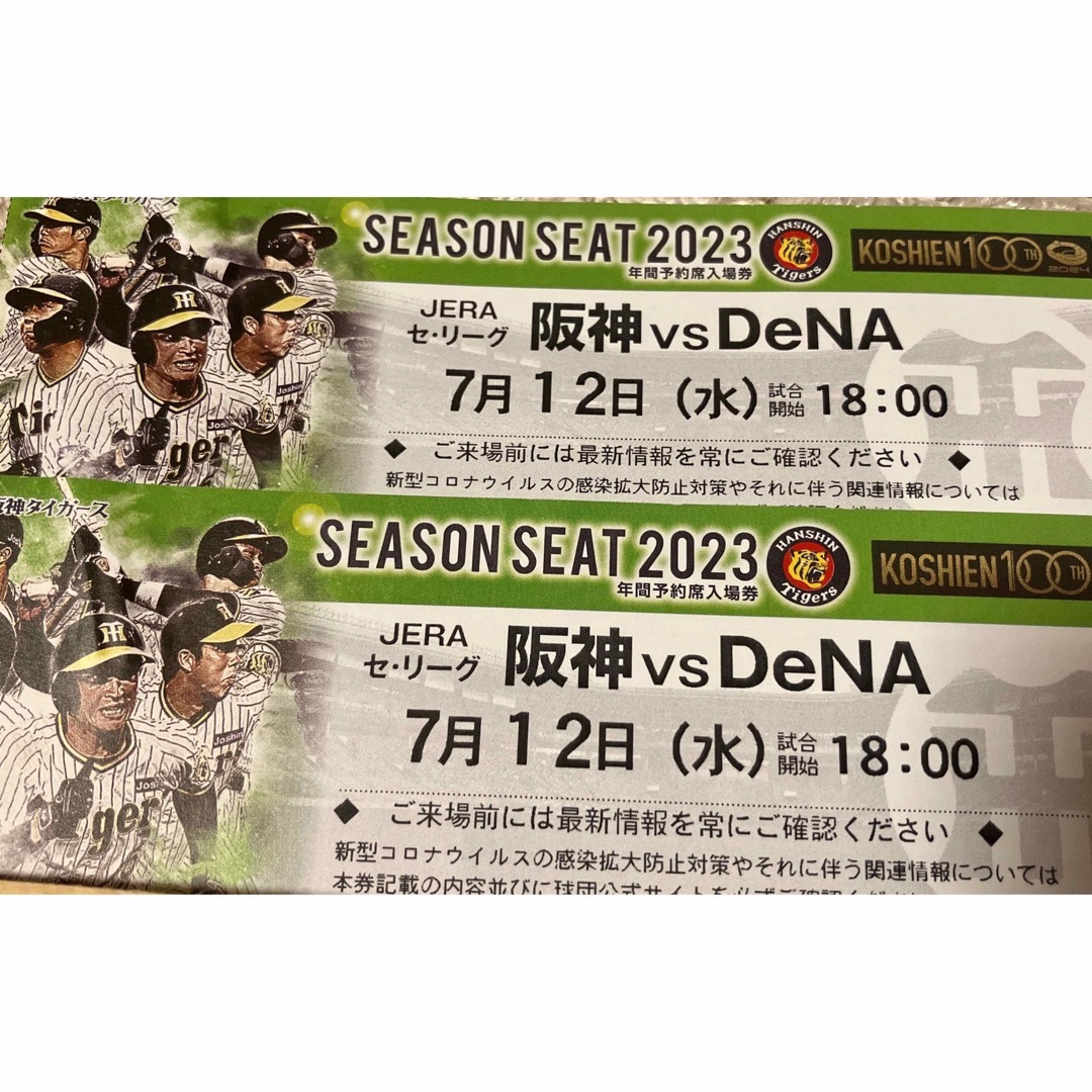 阪神VS DeNA プロ野球　ペアチケット