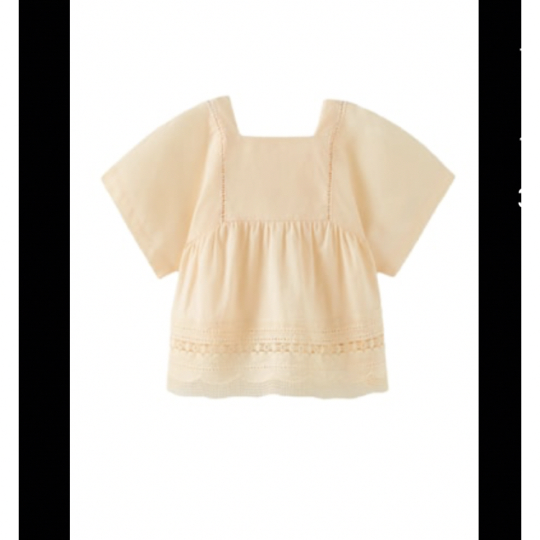 ZARA KIDS(ザラキッズ)の専用　zara kids レーストリム  訳あり刺繍入りポプリンワンピース キッズ/ベビー/マタニティのキッズ服女の子用(90cm~)(ブラウス)の商品写真