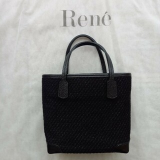 ルネ(René)のルネReneバッグ☆黒ツィード素材(ハンドバッグ)