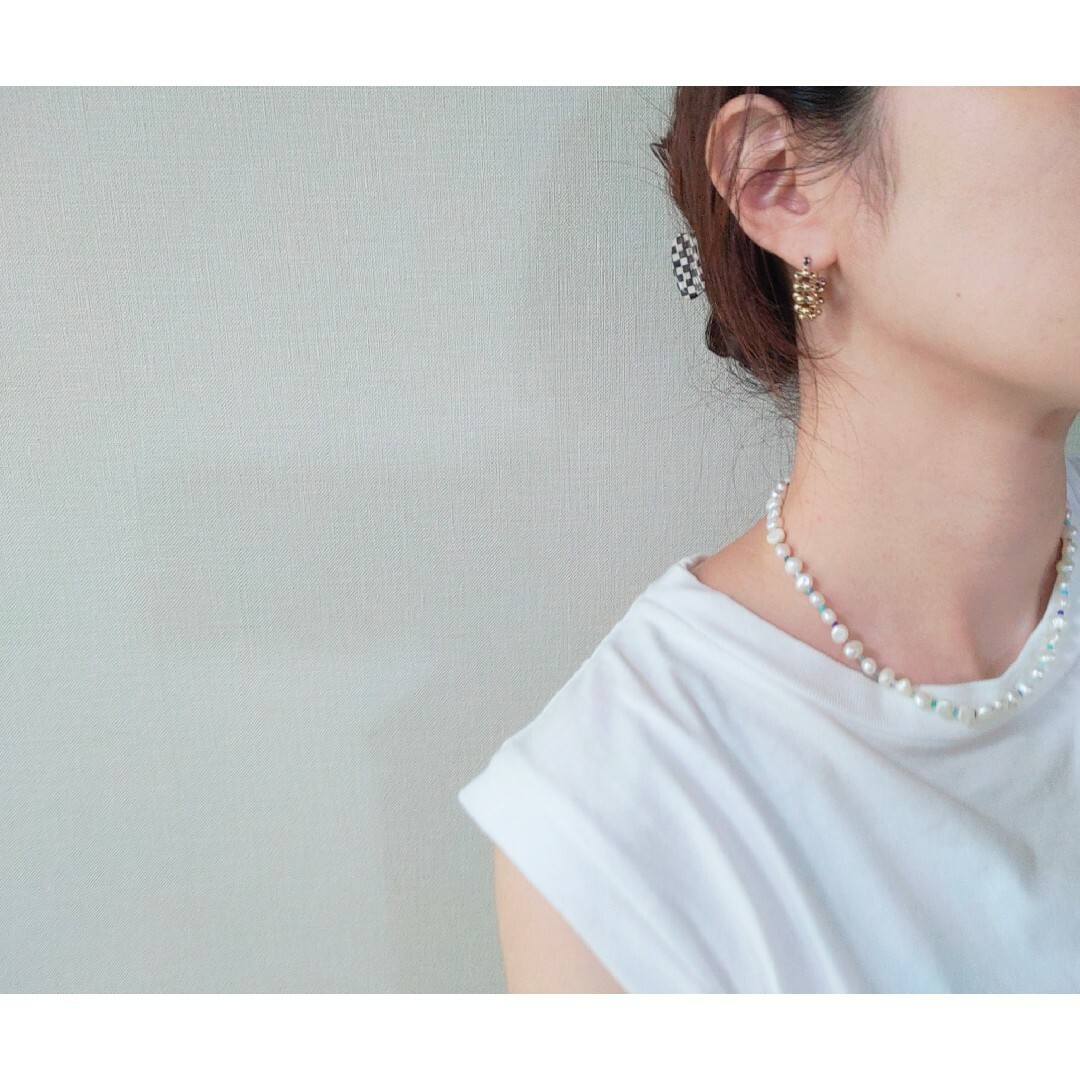 pearl✕blue mixネックレス 3