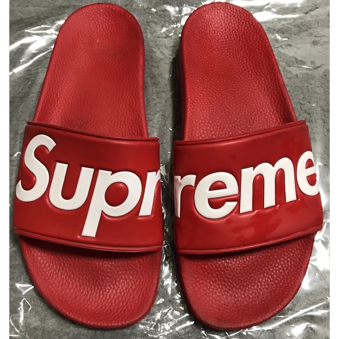 supreme ロゴサンダルレッドホワイト状態