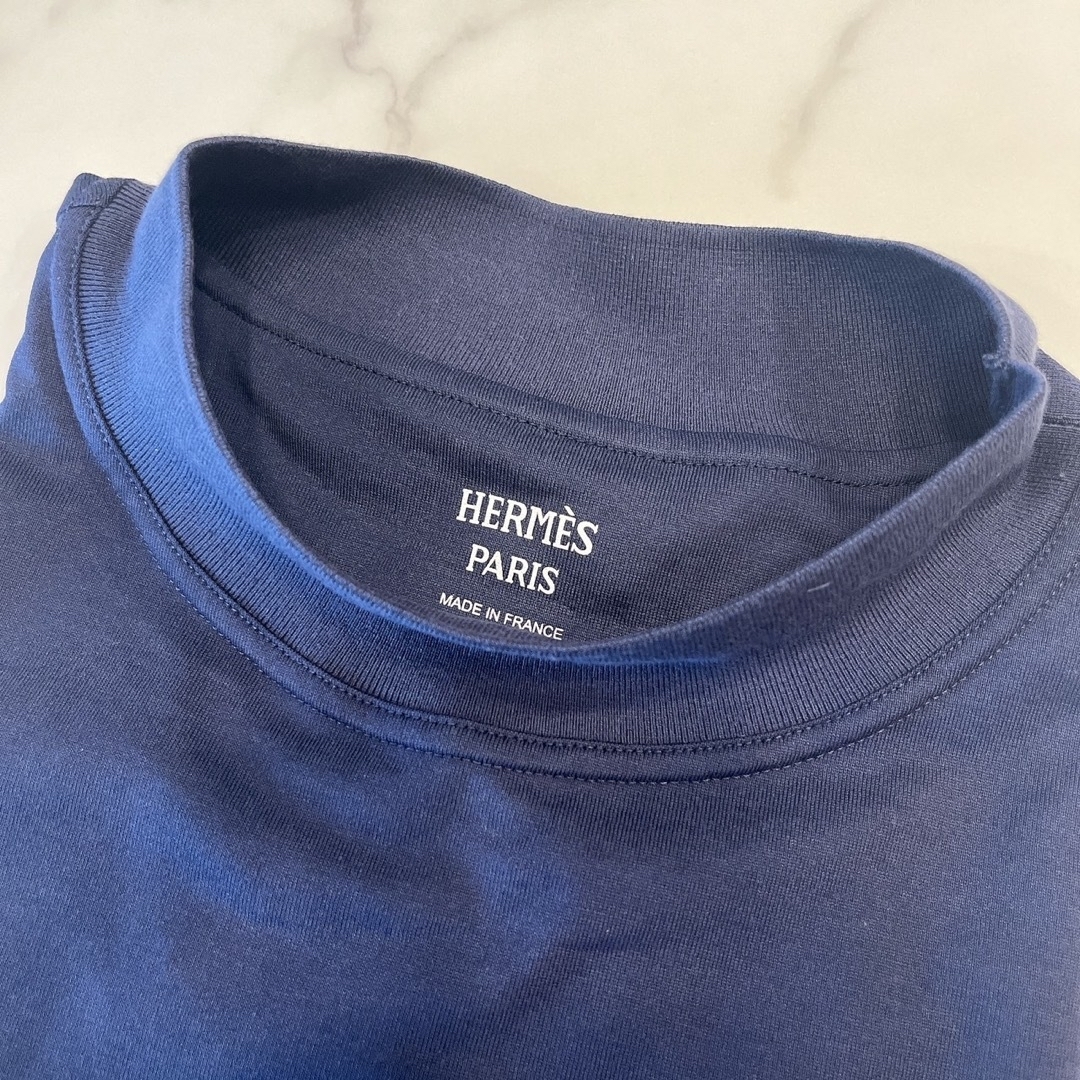 新品 エルメス 2023SS ボクシーフィット Tシャツ カノエ ネイビー 34