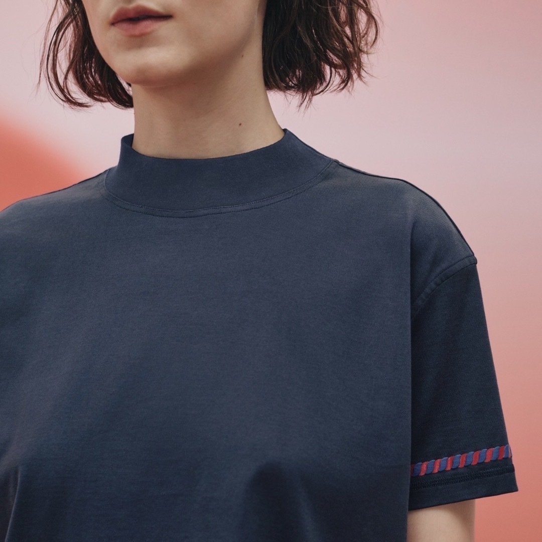 新品 エルメス 2023SS ボクシーフィット Tシャツ カノエ ネイビー 34