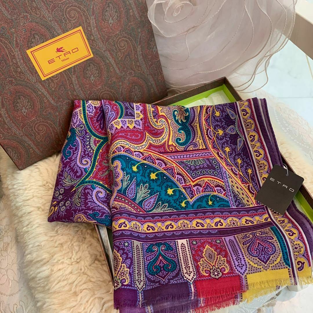 ETRO - ☆未使用品☆ETRO エトロ ストール シルク ウール ペイズリー柄