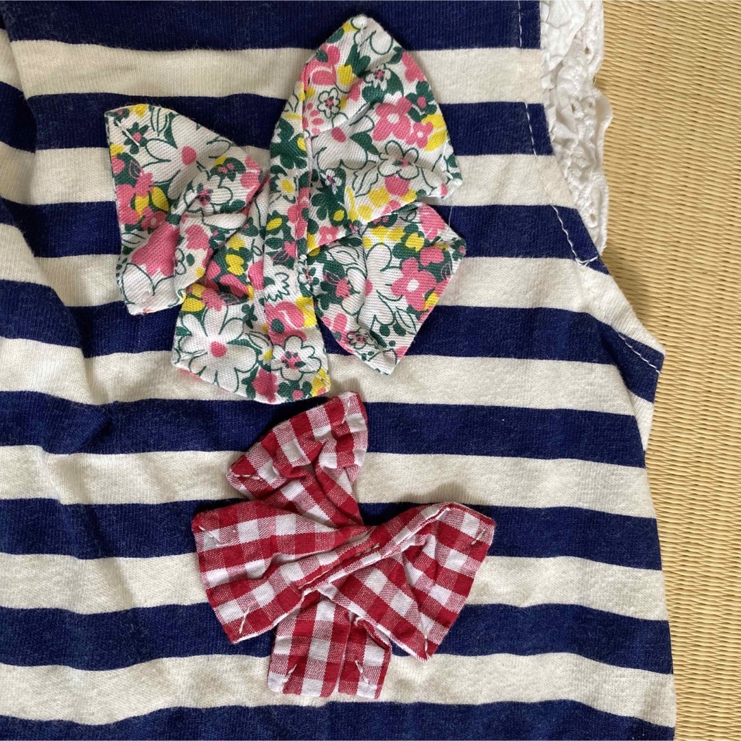 110㎝　ノースリーブトップス　ボーダー柄 キッズ/ベビー/マタニティのキッズ服女の子用(90cm~)(Tシャツ/カットソー)の商品写真