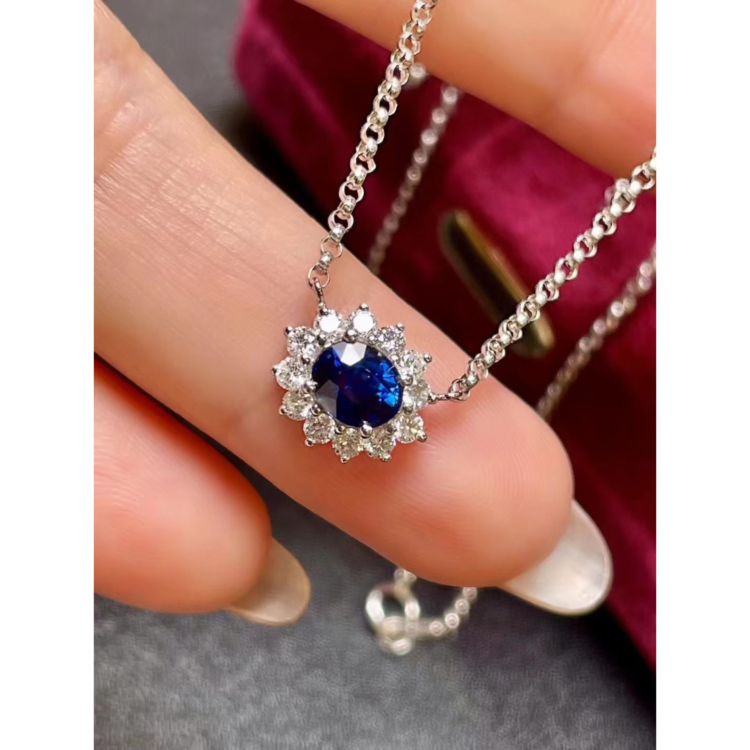 天然 ブルーサファイア ダイヤ ネックレス3.8ct k18¥