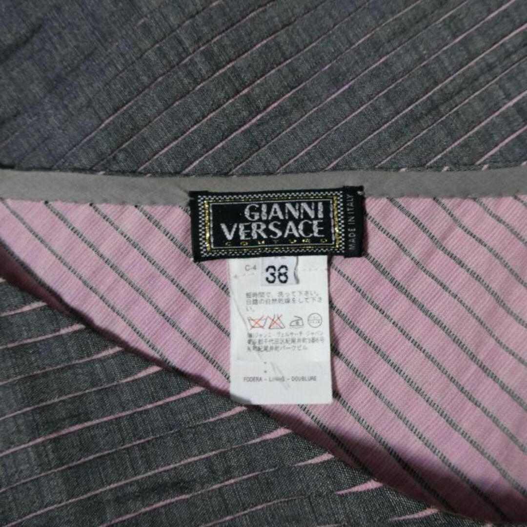 美品 GIANNI VERSACE ストライプ柄 ミディ丈 タイトスカート - ひざ丈