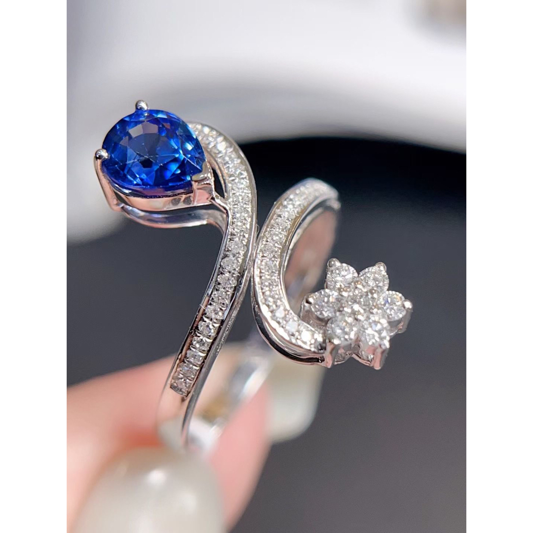 天然 ブルーサファイア ダイヤ リング1.2ct k18 ¥