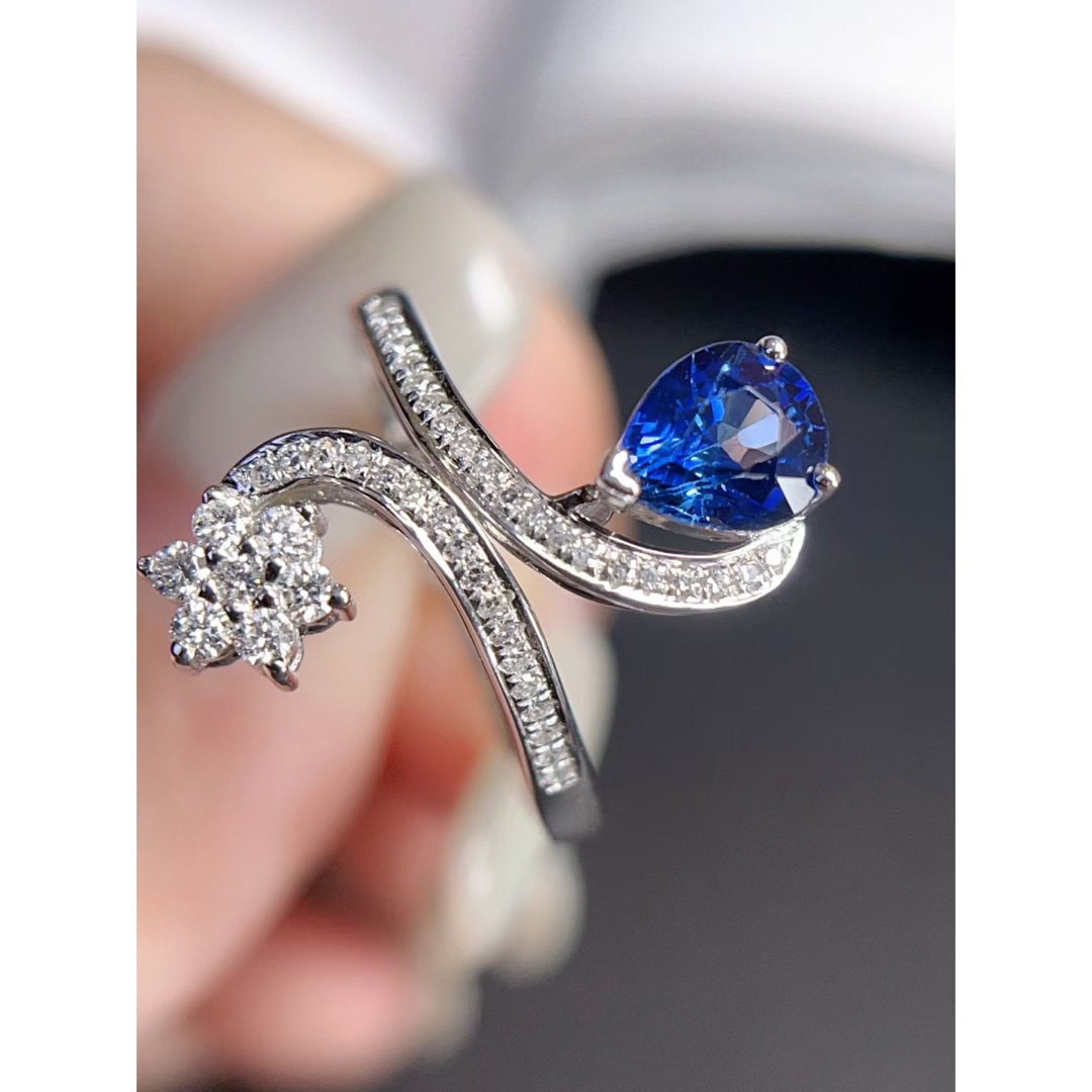 天然 ブルーサファイア ダイヤ リング1.2ct k18 ¥