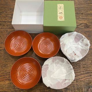 京都 漆器 老舗 象彦 根来 木皿  5客セット(漆芸)