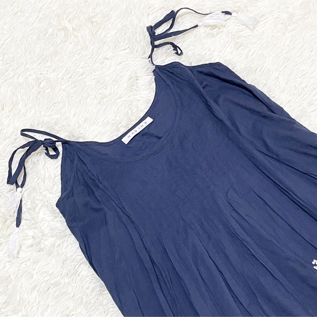 MARIHA【夏の散歩のドレス 美品】キャミソールワンピース 紺 花柄 FREE 1