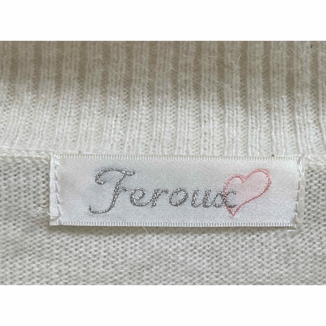 Feroux(フェルゥ)の【Feroux】フェルゥ タートルネック ビーズ ダイヤ柄 ニット 七分袖 レディースのトップス(カットソー(長袖/七分))の商品写真