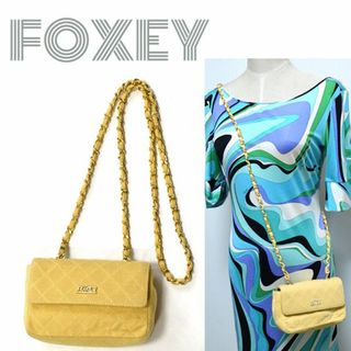 フォクシー(FOXEY)のフォクシー■美品　マトラッセチェーン斜めがけショルダーバッグ　ロゴストーン付き(ショルダーバッグ)