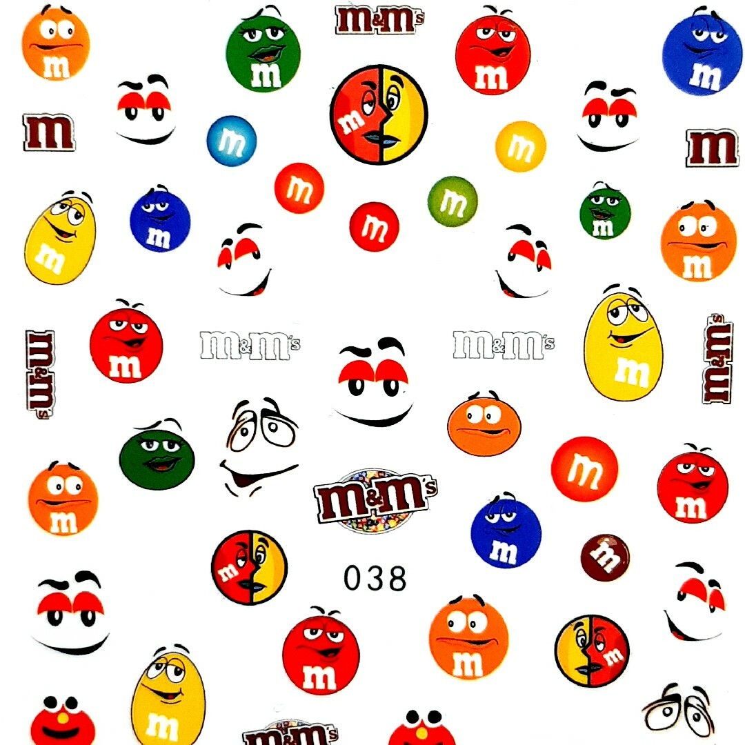 No.038 ネイルシール エムアンドエムズ キャラクター M&M's チョコの