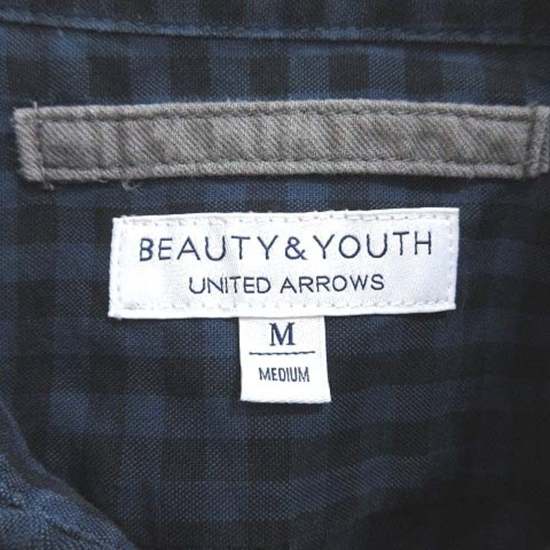 BEAUTY&YOUTH UNITED ARROWS(ビューティアンドユースユナイテッドアローズ)のB&Y ユナイテッドアローズ カジュアルシャツ 長袖 ギンガムチェック M 紺 メンズのトップス(シャツ)の商品写真