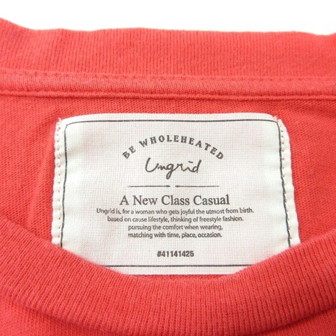 Ungrid(アングリッド)のアングリッド カットソー Tシャツ クルーネック プリント 半袖 F 赤 レッド レディースのトップス(Tシャツ(半袖/袖なし))の商品写真