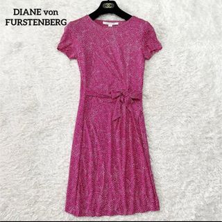 ダイアンフォンファステンバーグ(DIANE von FURSTENBERG)のダイアンフォンファステンバーグ 膝丈 ワンピース リボン　シルク　ドット　水玉(ひざ丈ワンピース)