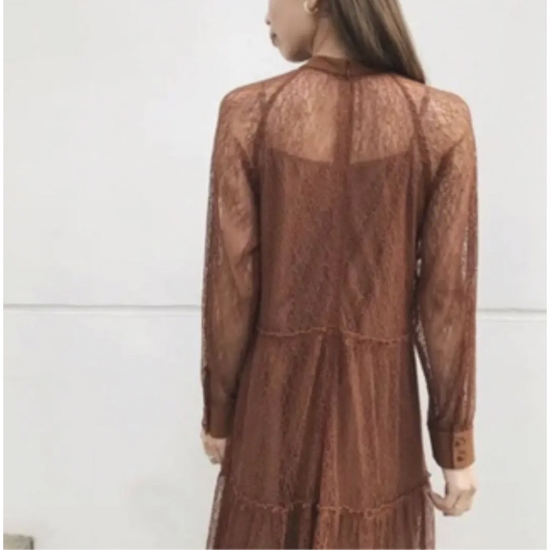 Ameri VINTAGE(アメリヴィンテージ)のアメリヴィンテージ ワンピース SHIRRING SHEER DRESS レディースのワンピース(ロングワンピース/マキシワンピース)の商品写真