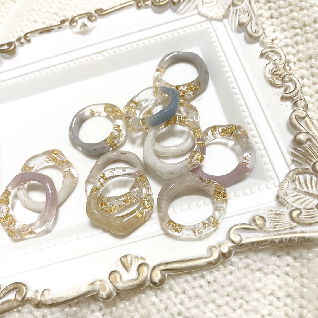 うねうねちゅるんクリアリング 【2点セット】 ハンドメイドのアクセサリー(リング)の商品写真