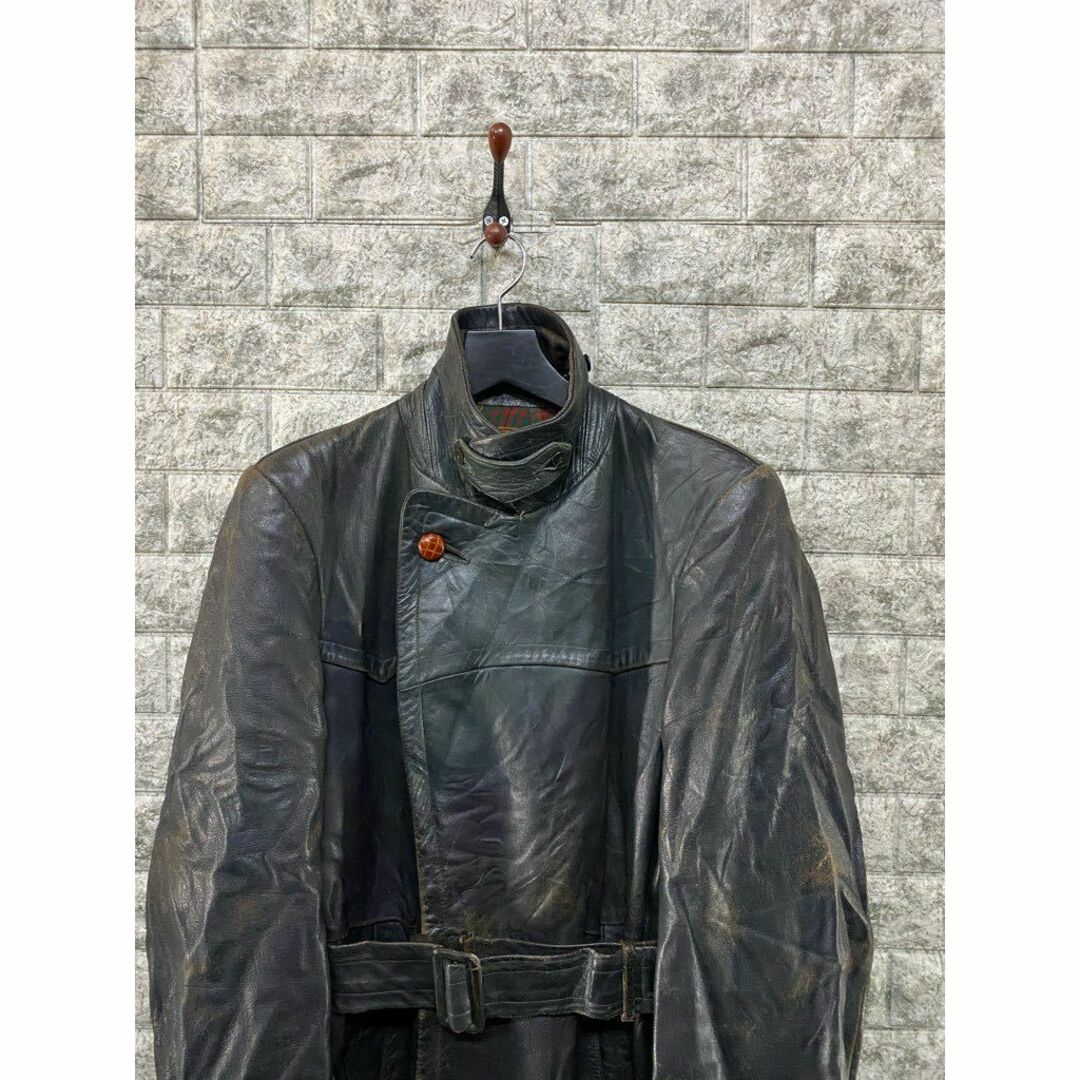 還元祭 ライダース 40s 良品 GERMANY Vintage レザー WWⅡ レザー Motorcycle 将校 コート WWⅡ